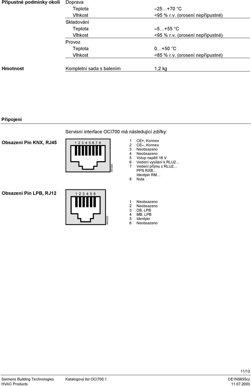 5655Z02 1 2 3 4 5 6 7 8 CE+, Konnex CE, Konnex Neobsazeno Neobsazeno Vstup napětí 16 V Vedení vysílání k RLU2 Vedení příjmu z RLU2 PPS RXB Identpin RM Nula Obsazení Pin LPB,