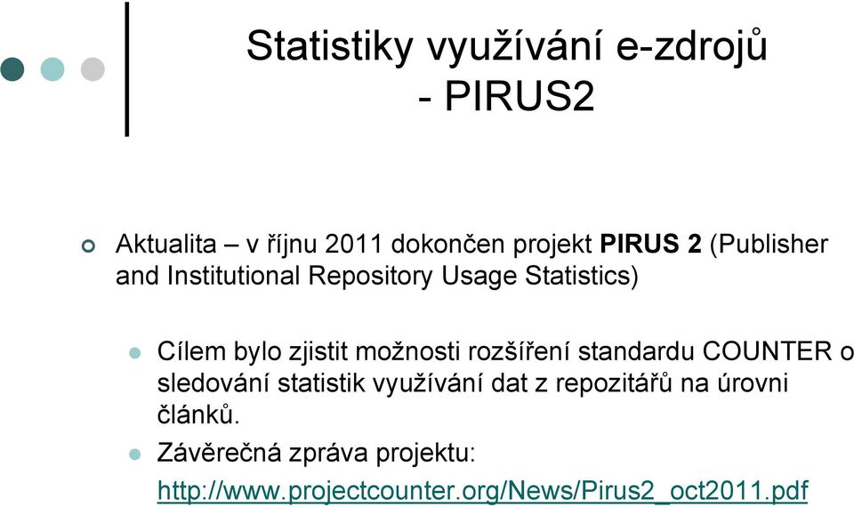 rozšíření standardu COUNTER o sledování statistik využívání dat z repozitářů na úrovni