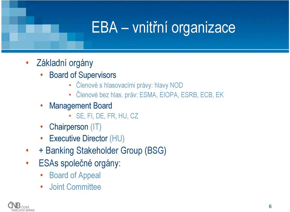 práv: ESMA, EIOPA, ESRB, ECB, EK Management Board SE, FI, DE, FR, HU, CZ