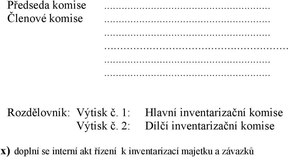 2: Hlavní inventarizační komise Dílčí inventarizační