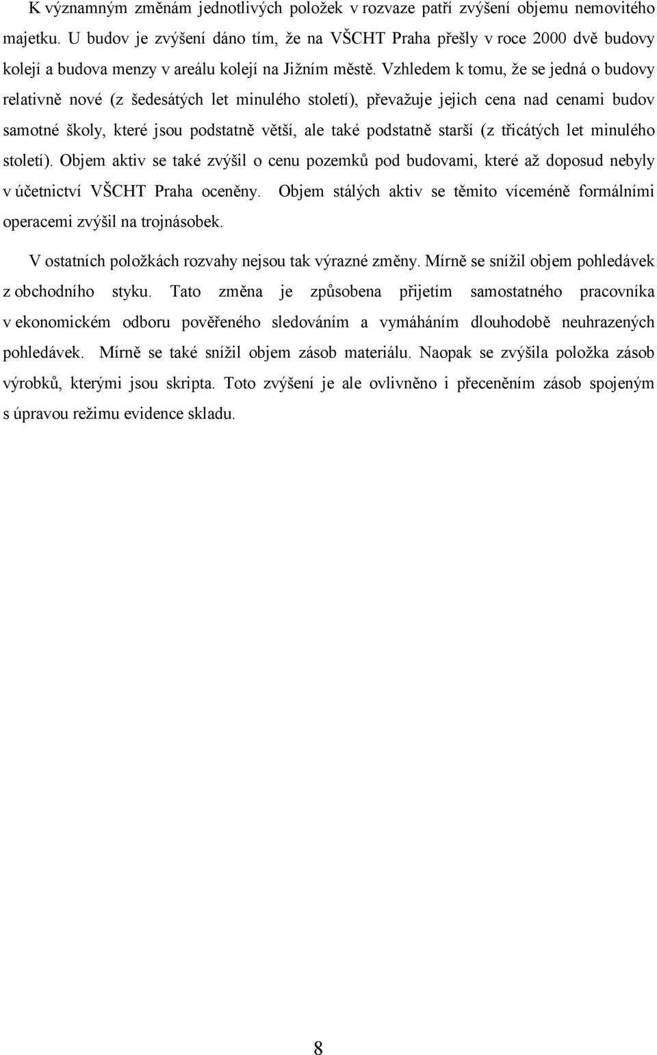 Vzhledem k tomu, že se jedná o budovy relativně nové (z šedesátých let minulého století), převažuje jejich cena nad cenami budov samotné školy, které jsou podstatně větší, ale také podstatně starší