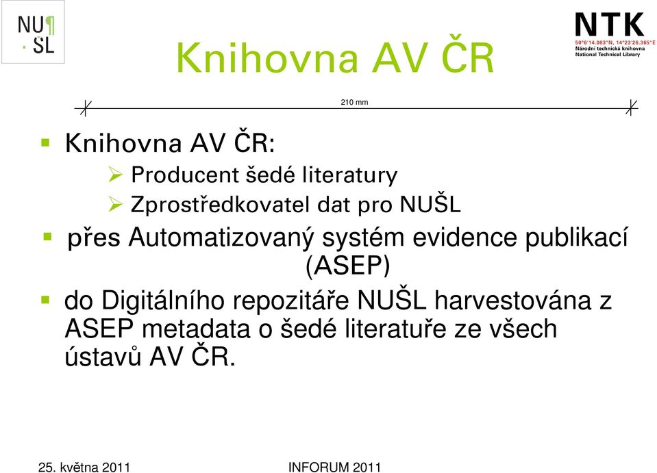 evidence publikací (ASEP) do Digitálního repozitáře NUŠL