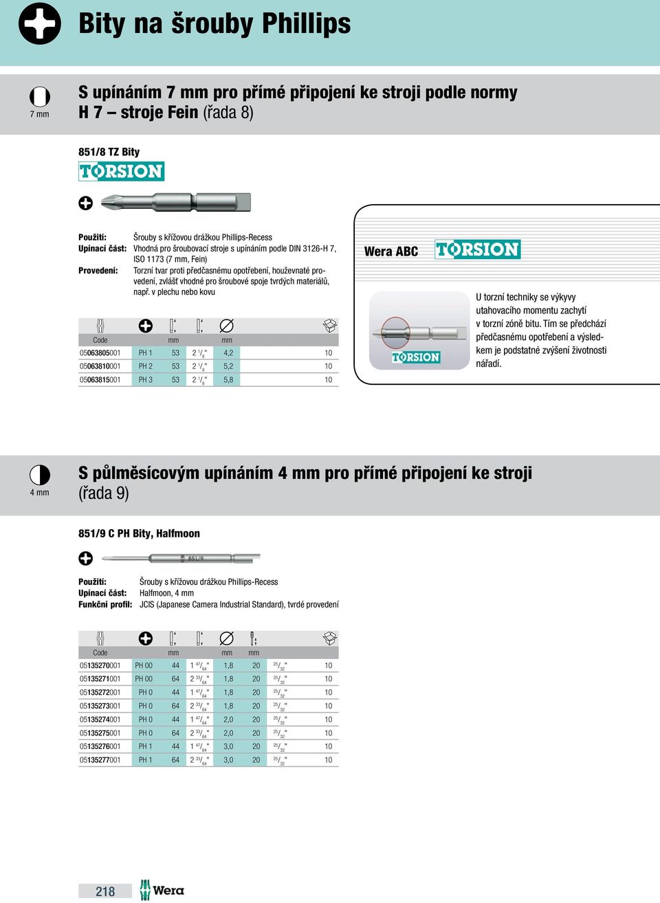 v plechu nebo kovu 05063805001 PH 1 53 2 1 / 8 " 4,2 10 05063810001 PH 2 53 2 1 / 8,2 10 05063815001 PH 3 53 2 1 / 8,8 10 Wera ABC U torzní techniky se výkyvy utahovacího momentu zachytí v torzní