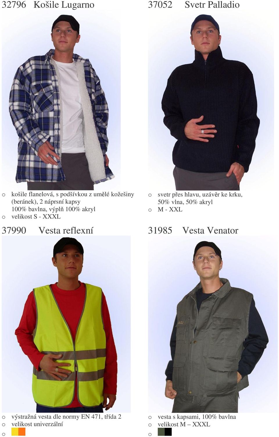 reflexní svetr pes hlavu, uzávr ke krku, 50% vlna, 50% akryl M - XXL 31985 Vesta Venatr