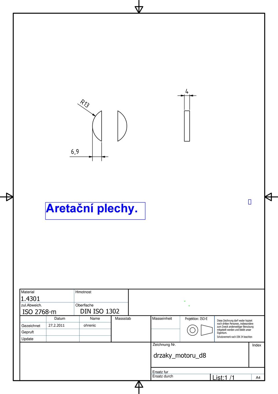 A-A ( 1 : 1 ) KUSOVNÍK ČÍSLO SOUČÁSTI POPIS POZICE. drzaky_motoru_d11 - PDF  Stažení zdarma