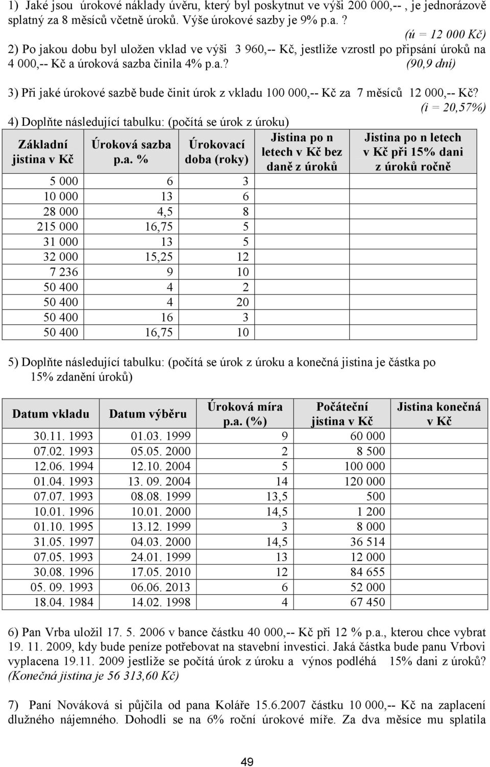 (i = 20,57%) 4) Doplňte následující tab