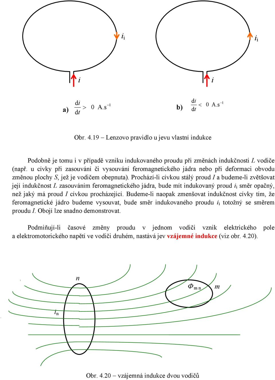 feromagnetického jádra, bude mít indukovaný proud i i směr opačný, než jaký má proud I cívkou procházející Budeme-i naopak zmenšovat indukčnost cívky tím, že feromagnetické jádro budeme vysouvat,