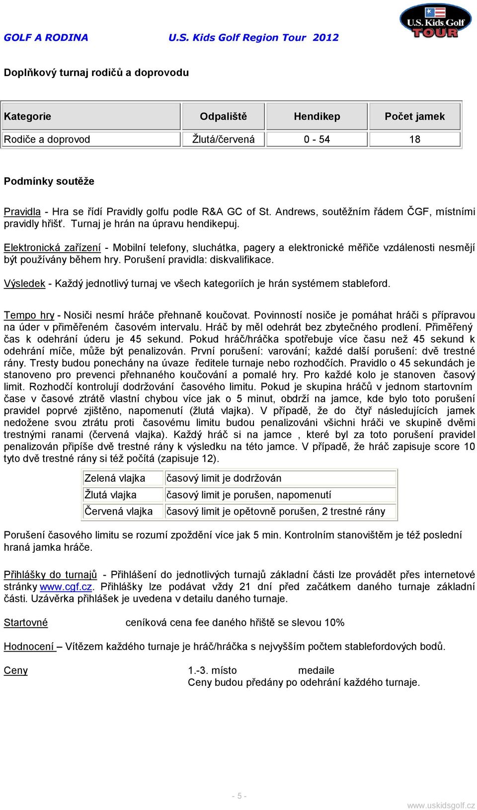 Elektronická zařízení - Mobilní telefony, sluchátka, pagery a elektronické měřiče vzdálenosti nesmějí být používány během hry. Porušení pravidla: diskvalifikace.