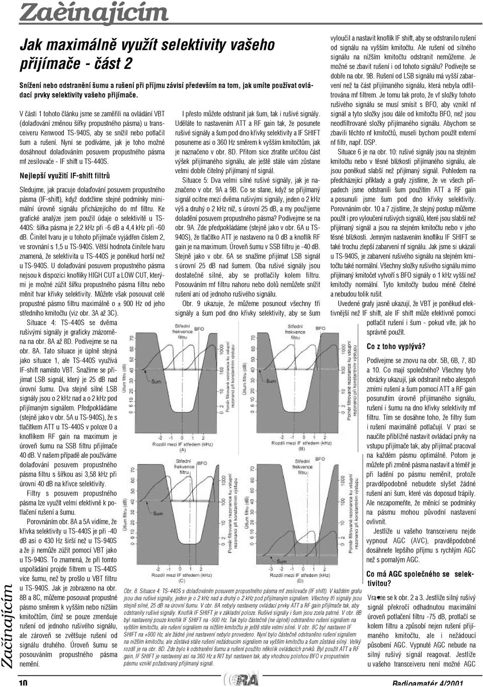 Nyní se podíváme, jak je toho možné dosáhnout dolaïováním posuvem propustného pásma mf zesilovaèe - IF shift u TS-440S.