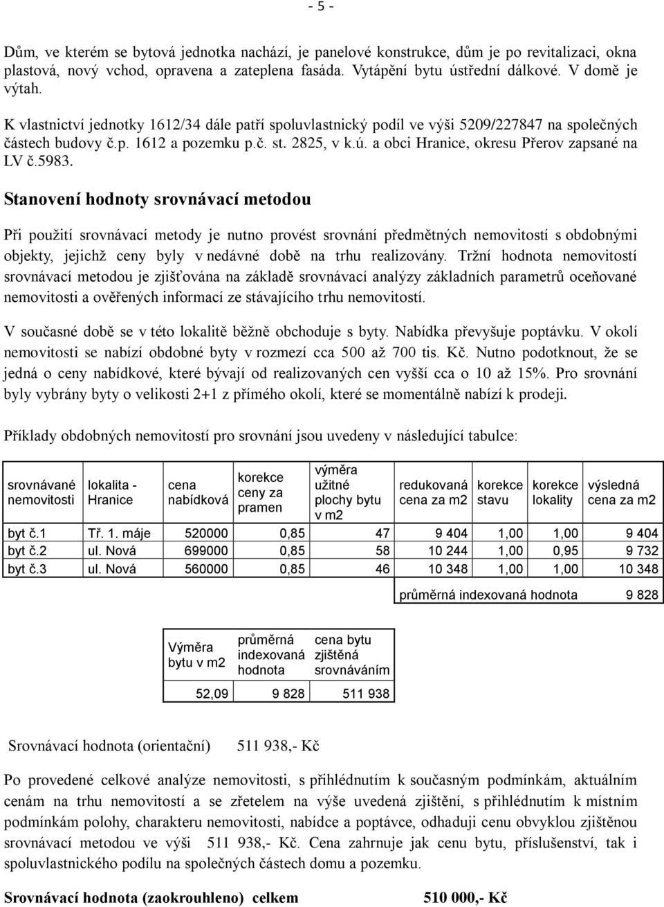 a obci Hranice, okresu Přerov zapsané na LV č.5983.