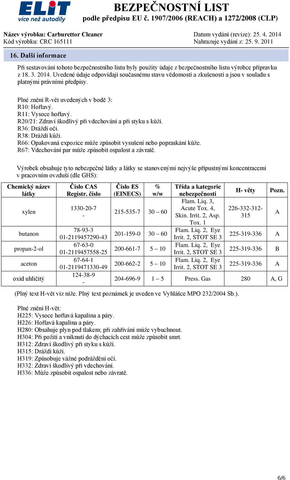 R20/21: Zdraví škodlivý při vdechování a při styku s kůží. R36: Dráždí oči. R38: Dráždí kůži. R66: Opakovaná expozice může způsobit vysušení nebo popraskání kůže.