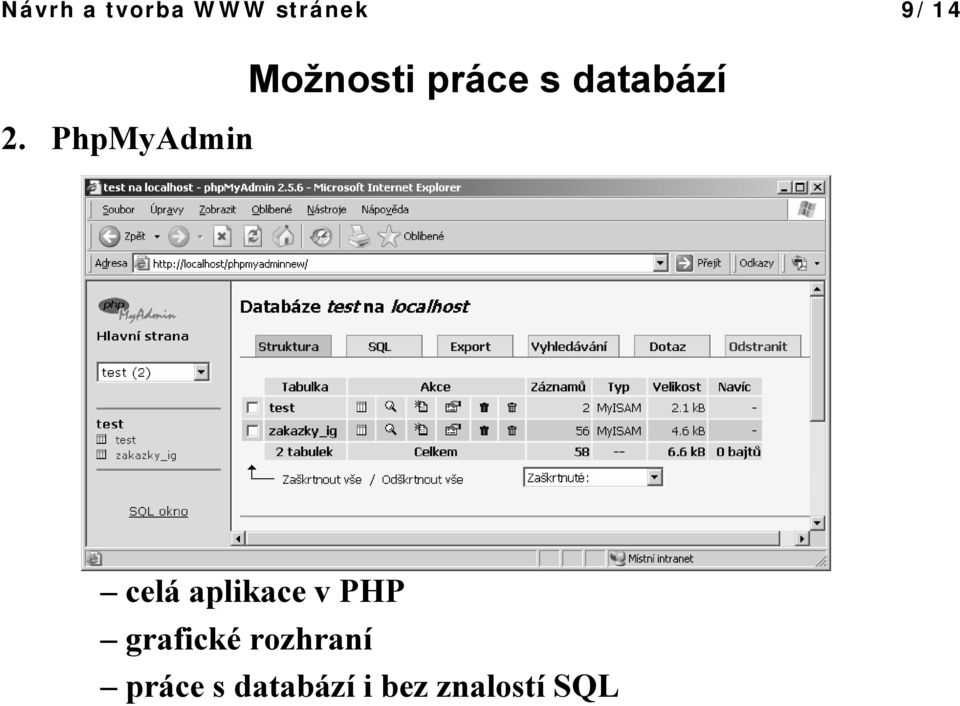 celá aplikace v PHP grafické