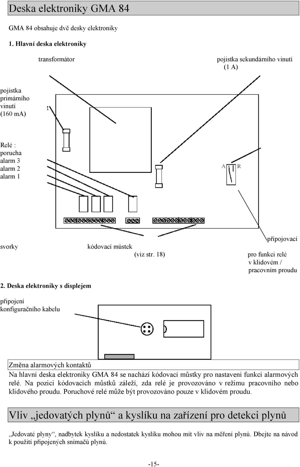 18) připojovací pro funkci relé v klidovém / pracovním proudu 2.
