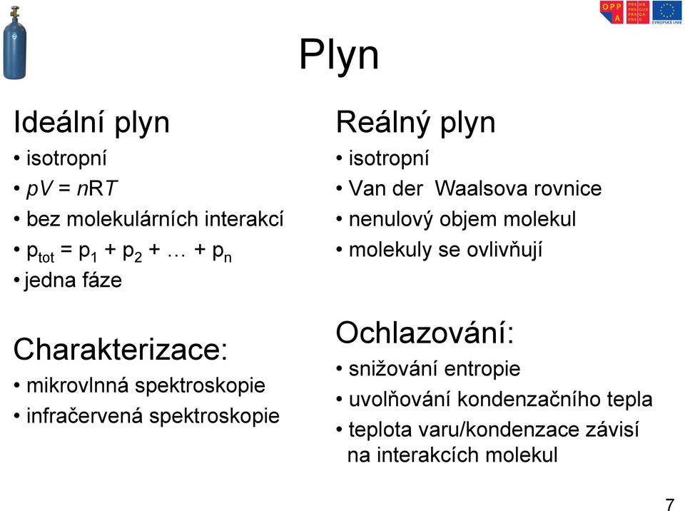 isotropní Van der Waalsova rovnice nenulový objem molekul molekuly se ovlivňují Ochlazování: