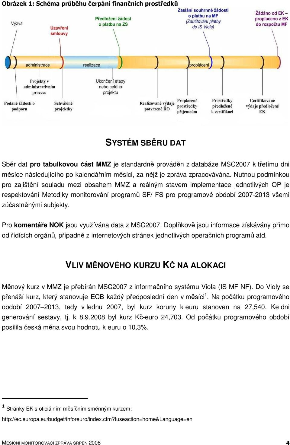 Nutnou podmínkou pro zajištění souladu mezi obsahem MMZ a reálným stavem implementace jednotlivých OP je respektování Metodiky monitorování programů SF/ FS pro programové období 2007-2013 všemi