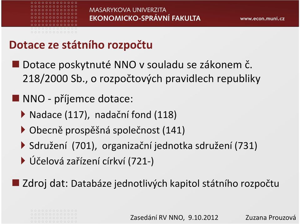 (118) Obecně prospěšná společnost (141) Sdružení (701), organizační jednotka sdružení