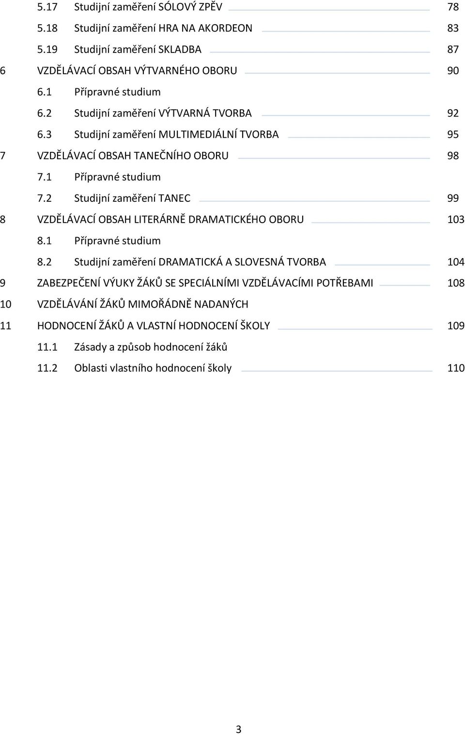 2 Studijní zaměření TANEC 99 8 VZDĚLÁVACÍ OBSAH LITERÁRNĚ DRAMATICKÉHO OBORU 103 8.1 Přípravné studium 8.