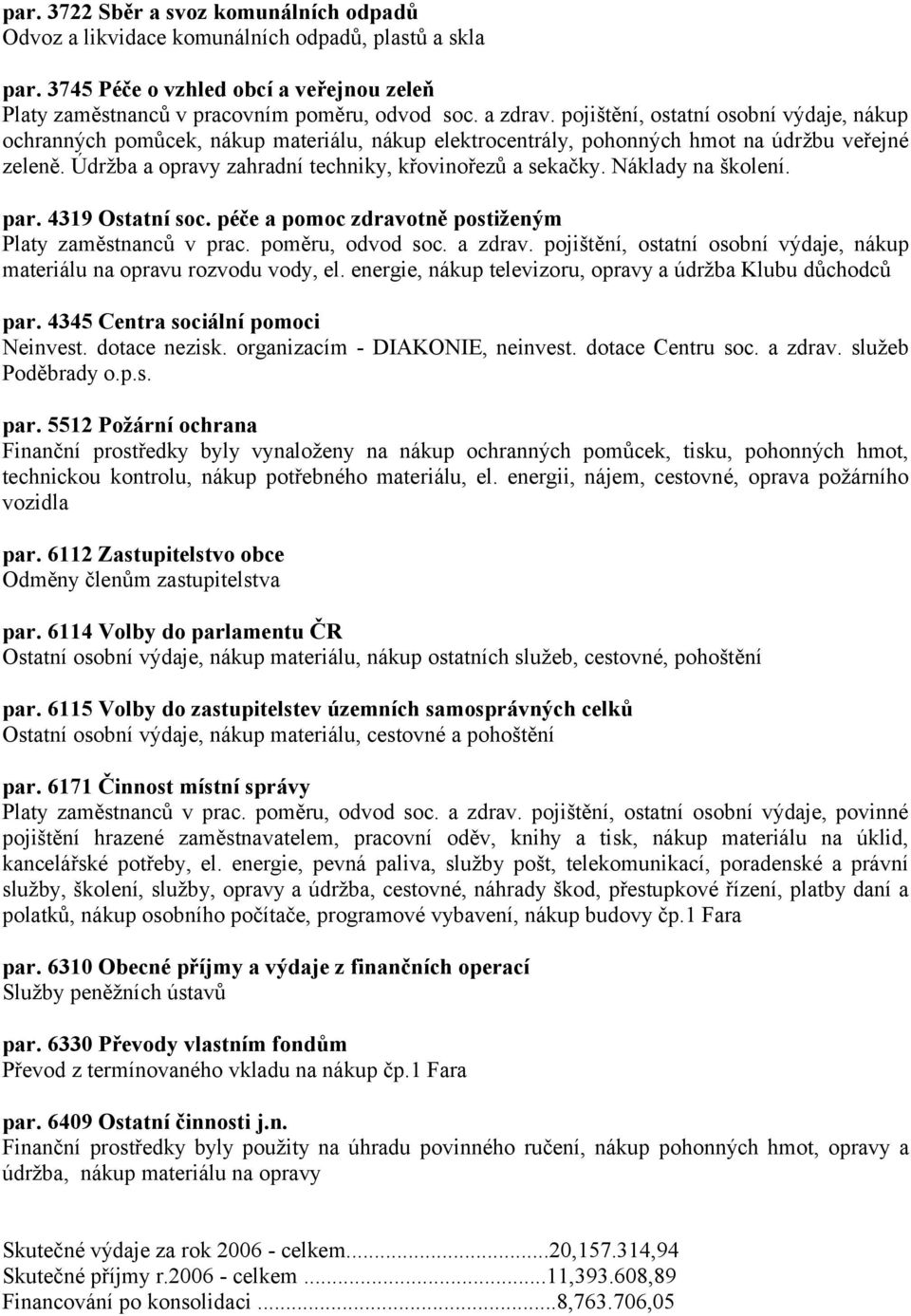 Náklady na školení. par. 4319 Ostatní soc. péče a pomoc zdravotně postiženým Platy zaměstnanců v prac. poměru, odvod soc. a zdrav.