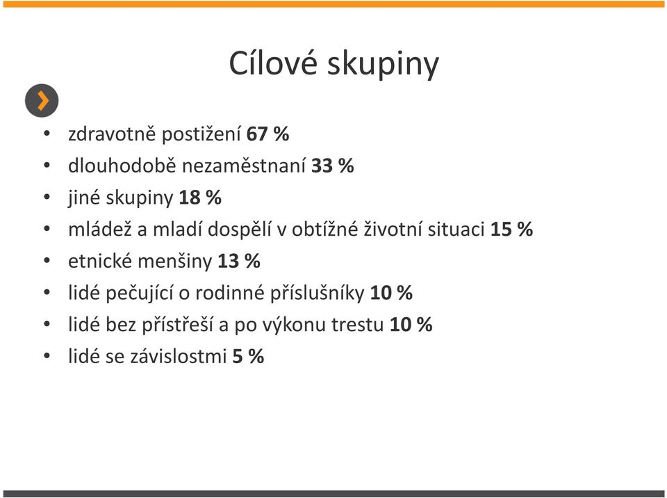 situaci 15 % etnické menšiny 13 % lidé pečující o rodinné