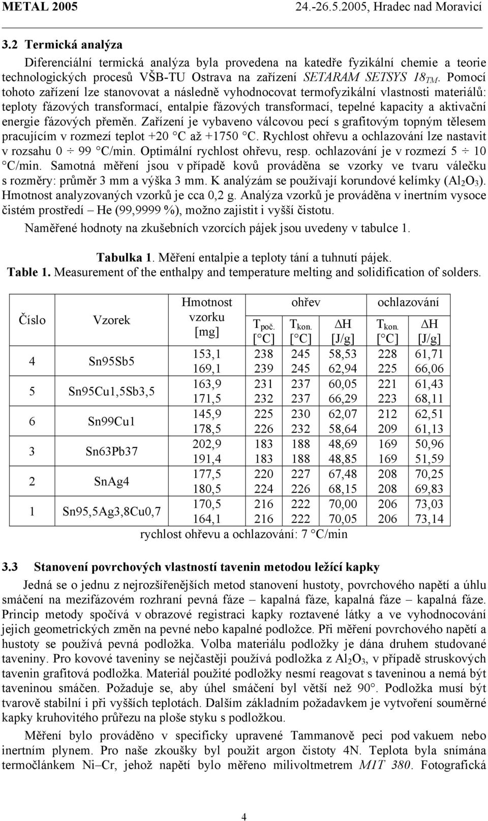 fázových přeměn. Zařízení je vybaveno válcovou pecí s grafitovým topným tělesem pracujícím v rozmezí teplot +20 C až +1750 C. Rychlost ohřevu a ochlazování lze nastavit v rozsahu 0 99 C/min.