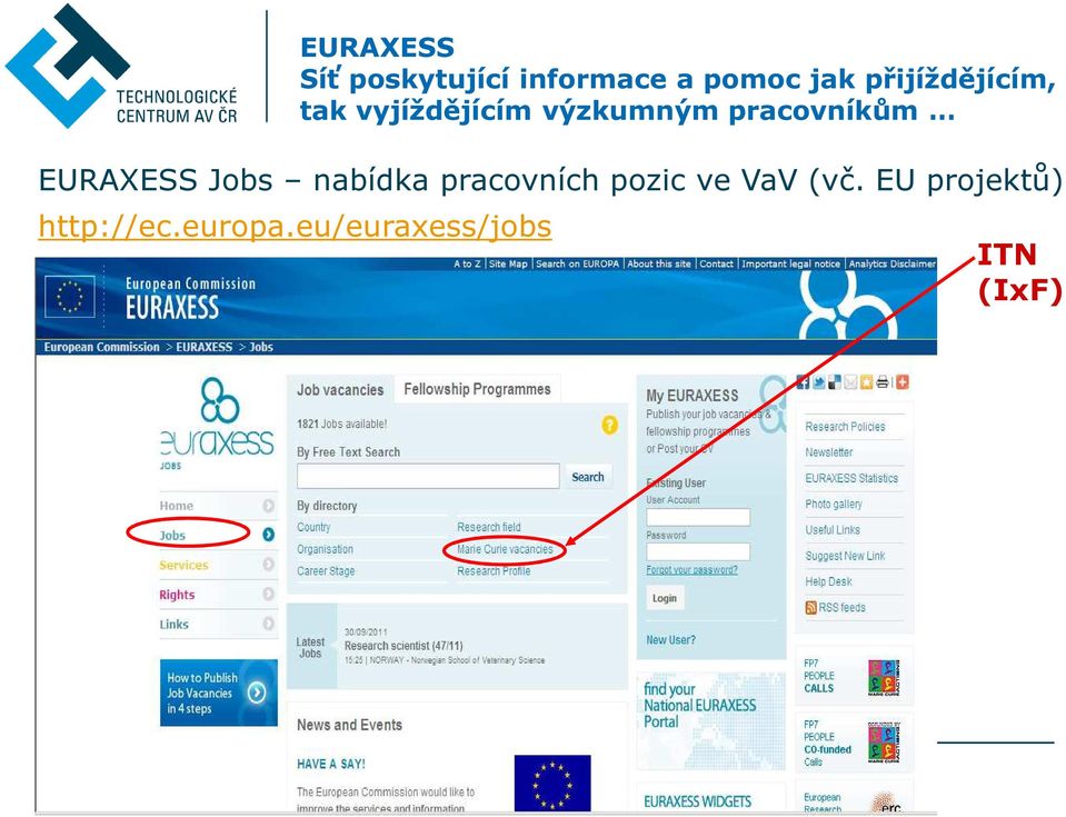 pracovníkům EURAXESS Jobs nabídka pracovních pozic