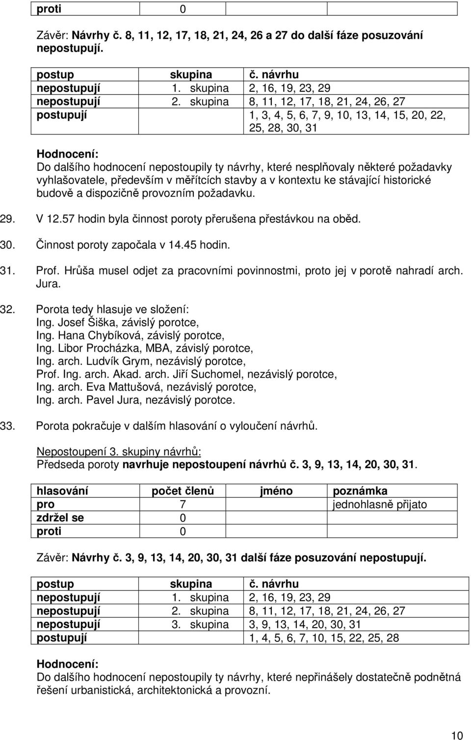 požadavky vyhlašovatele, především v měřítcích stavby a v kontextu ke stávající historické budově a dispozičně provozním požadavku. 29. V 12.57 hodin byla činnost poroty přerušena přestávkou na oběd.