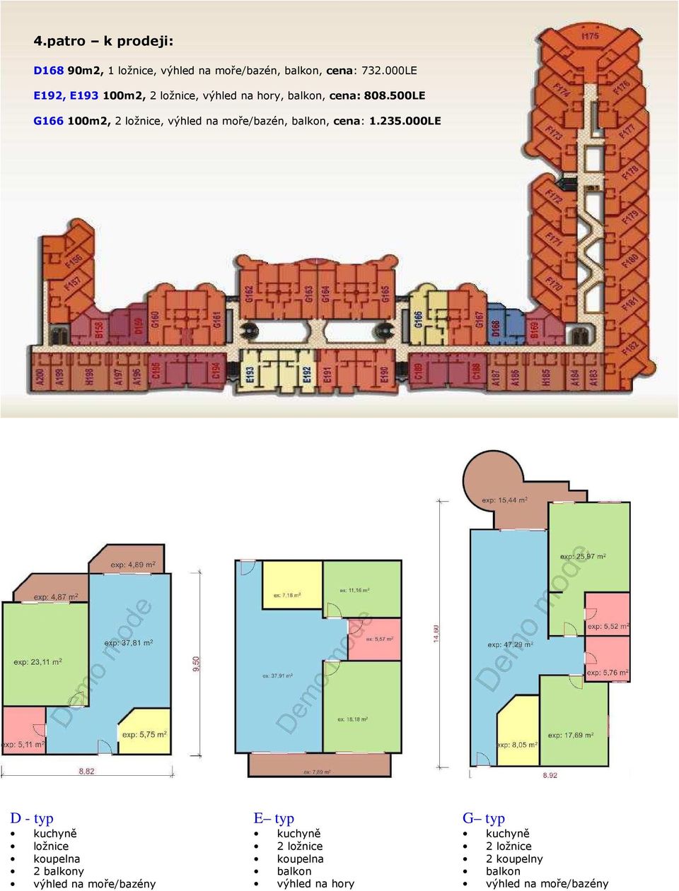 000LE E192, E193 100m2, 2 ložnice, výhled na hory, balkon, cena: