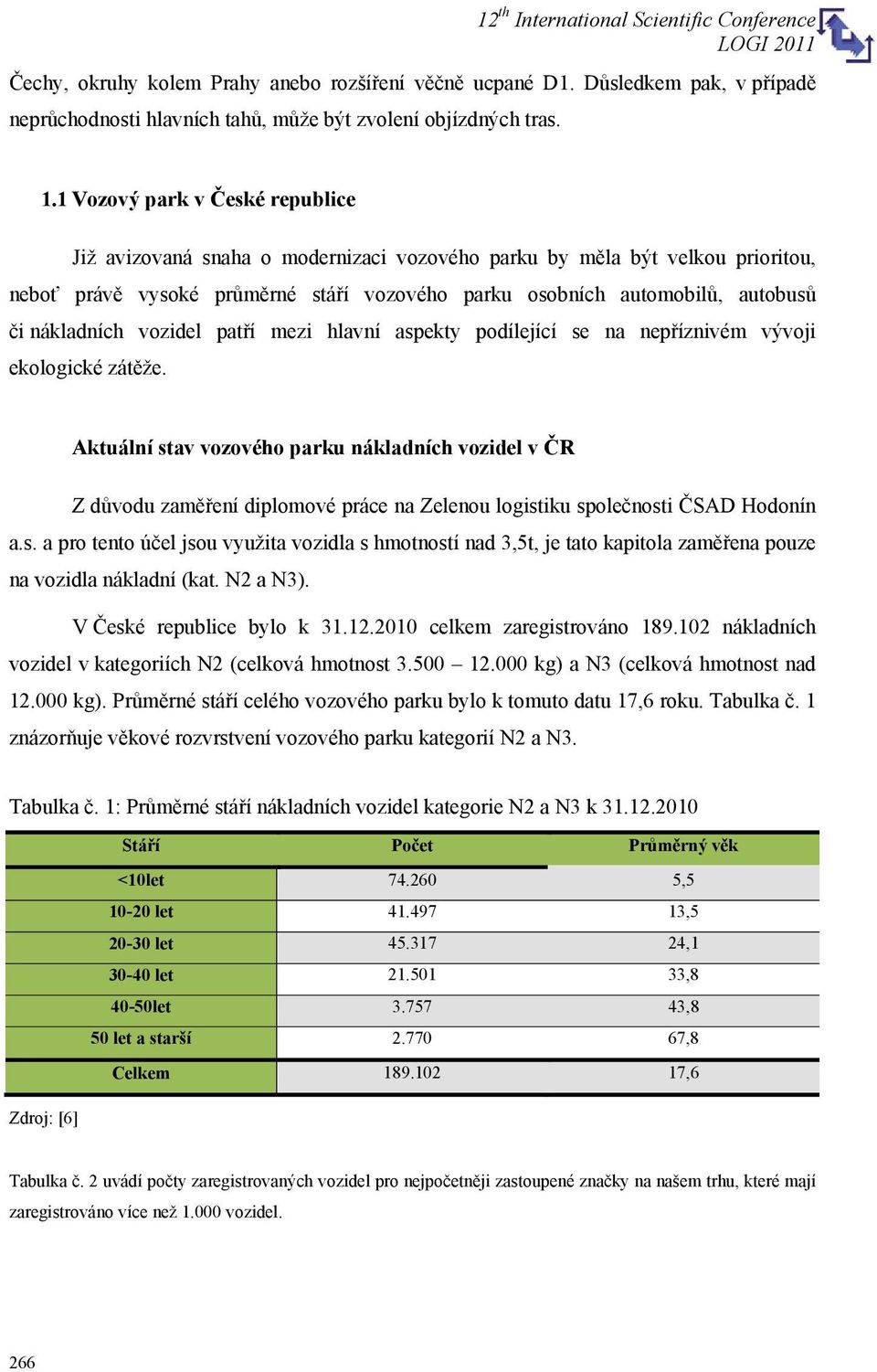 nákladních vozidel patří mezi hlavní aspekty podílející se na nepříznivém vývoji ekologické zátěže.