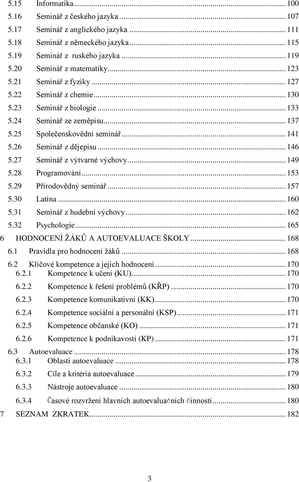 26 Seminář z dějepisu... 146 5.27 Seminář z výtvarné výchovy... 149 5.28 Programování... 153 5.29 Přírodovědný seminář... 157 5.30 Latina... 160 5.31 Seminář z hudební výchovy... 162 5.32 Psychologie.