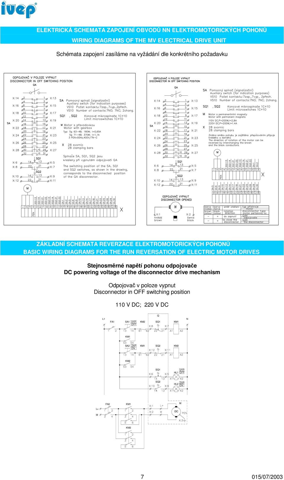 RUN REVERSATION OF ELECTRIC MOTOR DRIVES Stejnosměrné napětí pohonu odpojovače DC powering voltage of the disconnector drive
