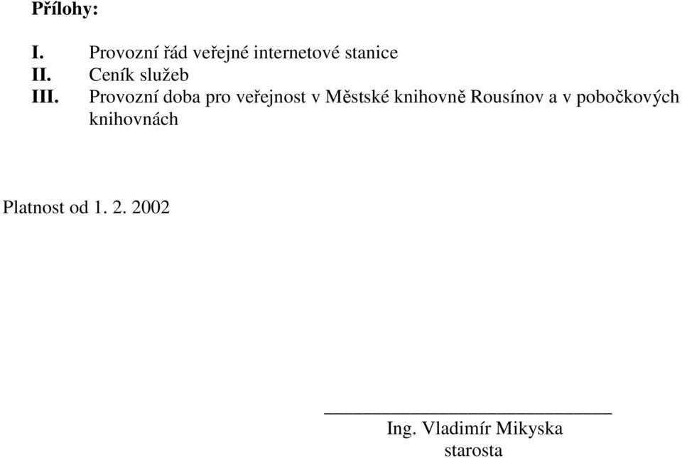 Ceník služeb III.