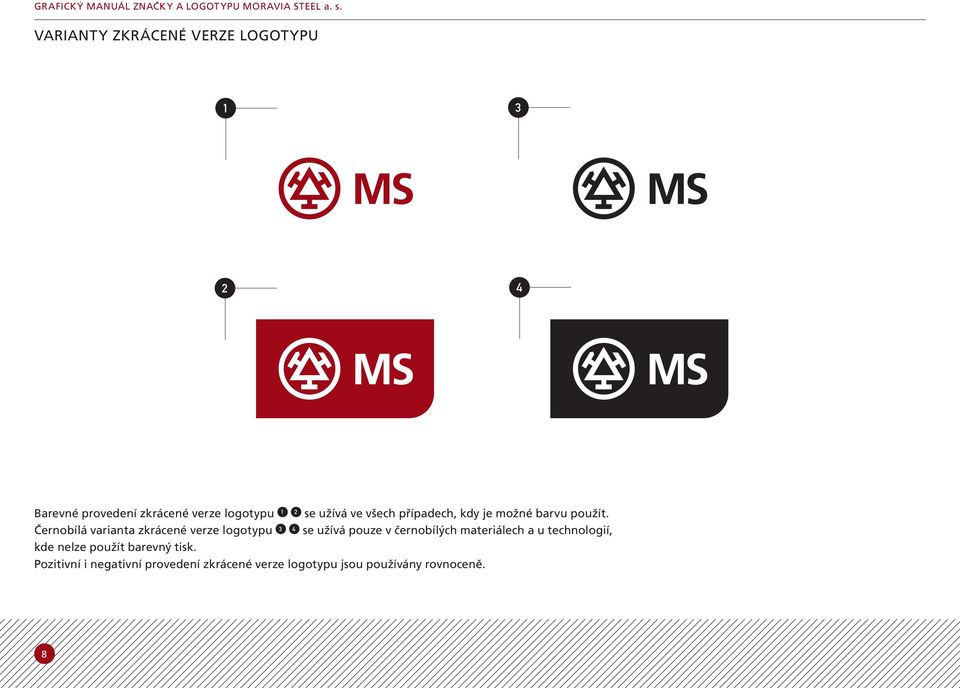 Černobílá varianta zkrácené verze logotypu 3 4 se užívá pouze v černobílých materiálech a