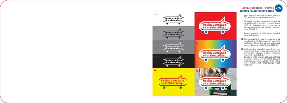 Jinými zásadami se řídí použití barevné varianty logotypu. 60 % 100 % 1 Barevná pozitivní verze logotypu se užívá na světlých a méně kontrastních barevných podkladech.