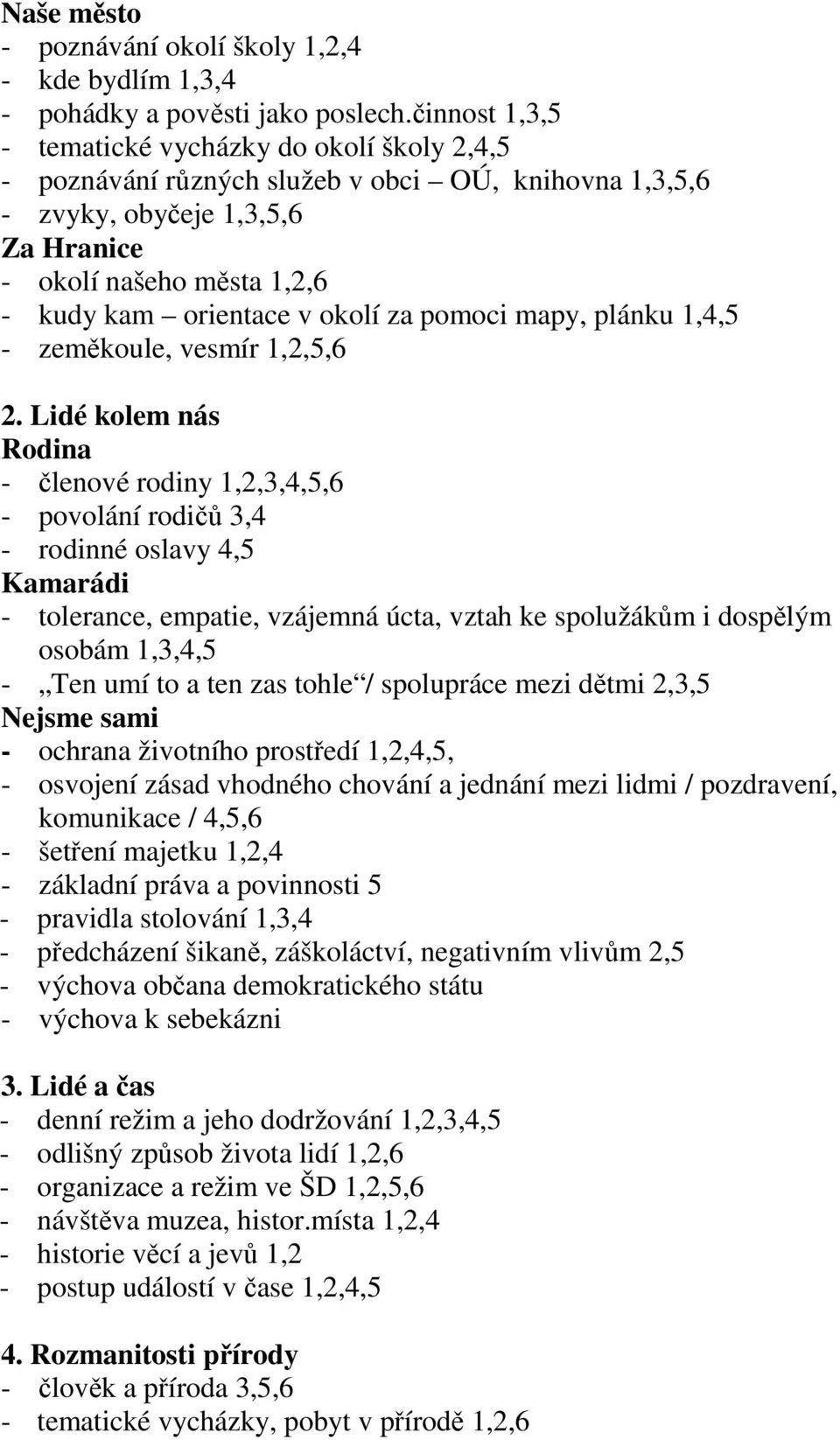 okolí za pomoci mapy, plánku 1,4,5 - zeměkoule, vesmír 1,2,5,6 2.