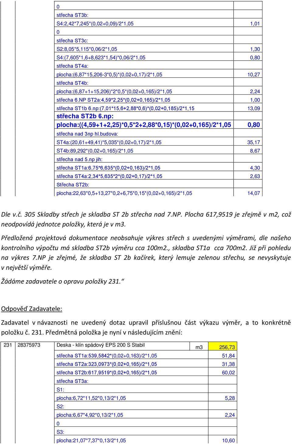 np:(7,01*15,6+2,88*0,6)*(0,02+0,185)/2*1,15 13,09 střecha ST2b 6.np: plocha:((4,59+1+2,25)*0,5*2+2,88*0,15)*(0,02+0,165)/2*1,05 0,80 střecha nad 3np hl.