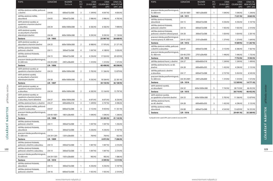 zásuvkami a horními dveřmi LN-35 600x800x388 2 8 988 Kč 7 976 Kč 2 57 Kč LN- 300x672x588 4 047 Kč 4 88 Kč 5 026 Kč zásuvková LN-5 300x672x588 4 4 256 Kč 7 024 Kč 20 429 Kč hl.