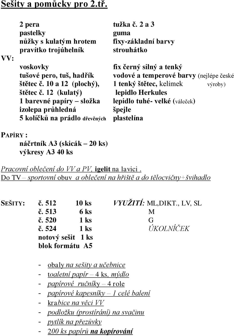 10 a 12 (plochý), 1 tenký štětec, kelímek výroby) štětec č.