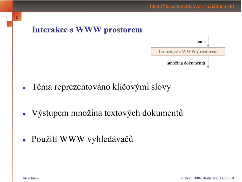 reprezentováno klíčovými slovy Výstupem