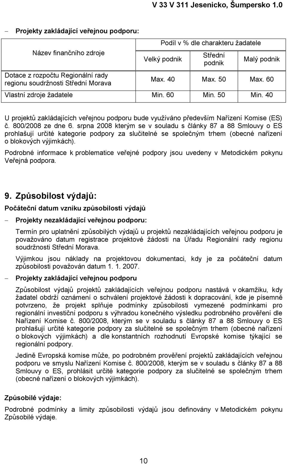 srpna 2008 kterým se v souladu s články 87 a 88 Smlouvy o ES prohlašují určité kategorie podpory za slučitelné se společným trhem (obecné nařízení o blokových výjimkách).