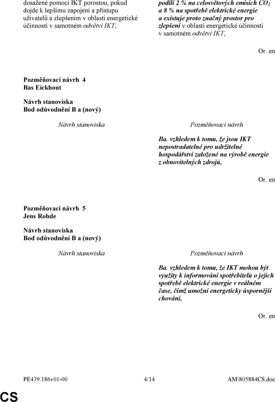 Ba. vzhledem k tomu, že jsou IKT nepostradatelné pro udržitelné hospodářství založené na výrobě energie z obnovitelných zdrojů, 5 Jens Rohde Bod odůvodnění B a (nový) Ba.