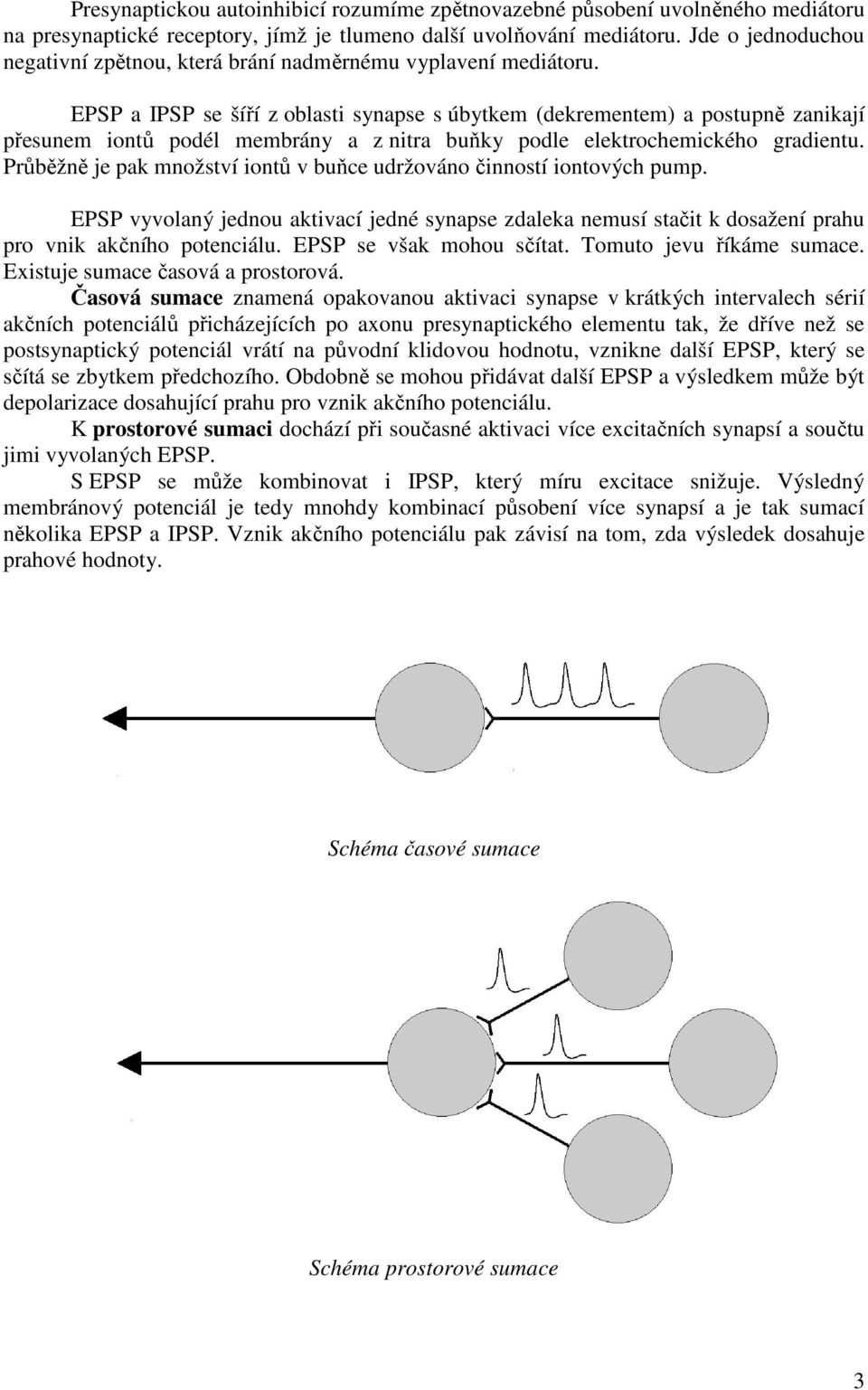 EPSP a IPSP se šíří z oblasti synapse s úbytkem (dekrementem) a postupně zanikají přesunem iontů podél membrány a z nitra buňky podle elektrochemického gradientu.