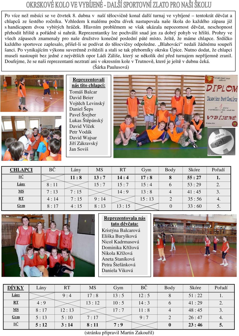 Hlavním problémem se však ukázala nepozornost děvčat, neschopnost přehodit hřiště a pořádně si nahrát. Reprezentantky lze pochválit snad jen za dobrý pohyb ve hřišti.