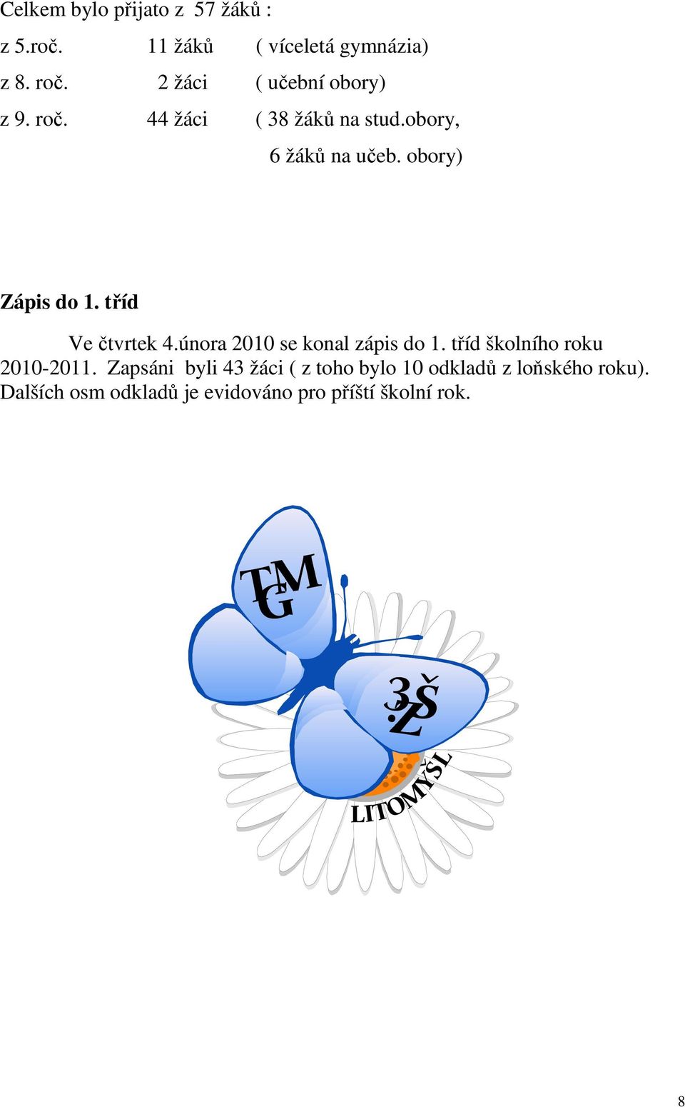 obory) Zápis do 1. tříd Ve čtvrtek 4.února 2010 se konal zápis do 1.