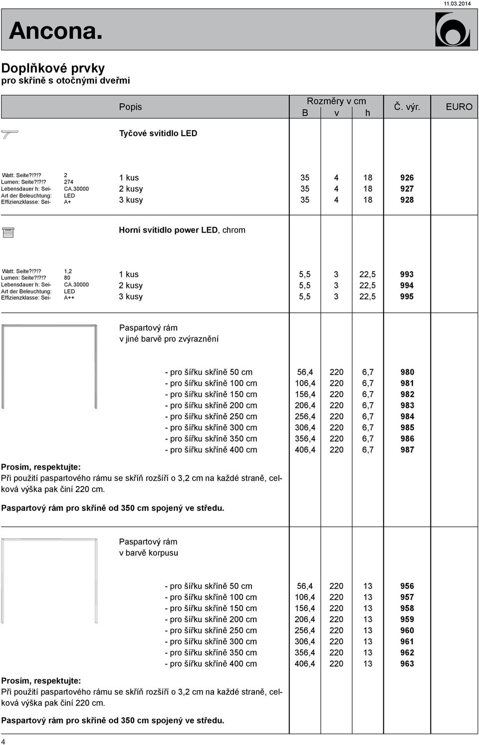 šířku skříně 00 cm 56, 106, 156, 206, 256, 306, 356, 06, 980 981 982 983 98 985 986 987 Prosím, respektujte: Při použití paspartového rámu se skříň rozšíří o 3,2 cm na každé straně, celková výška pak