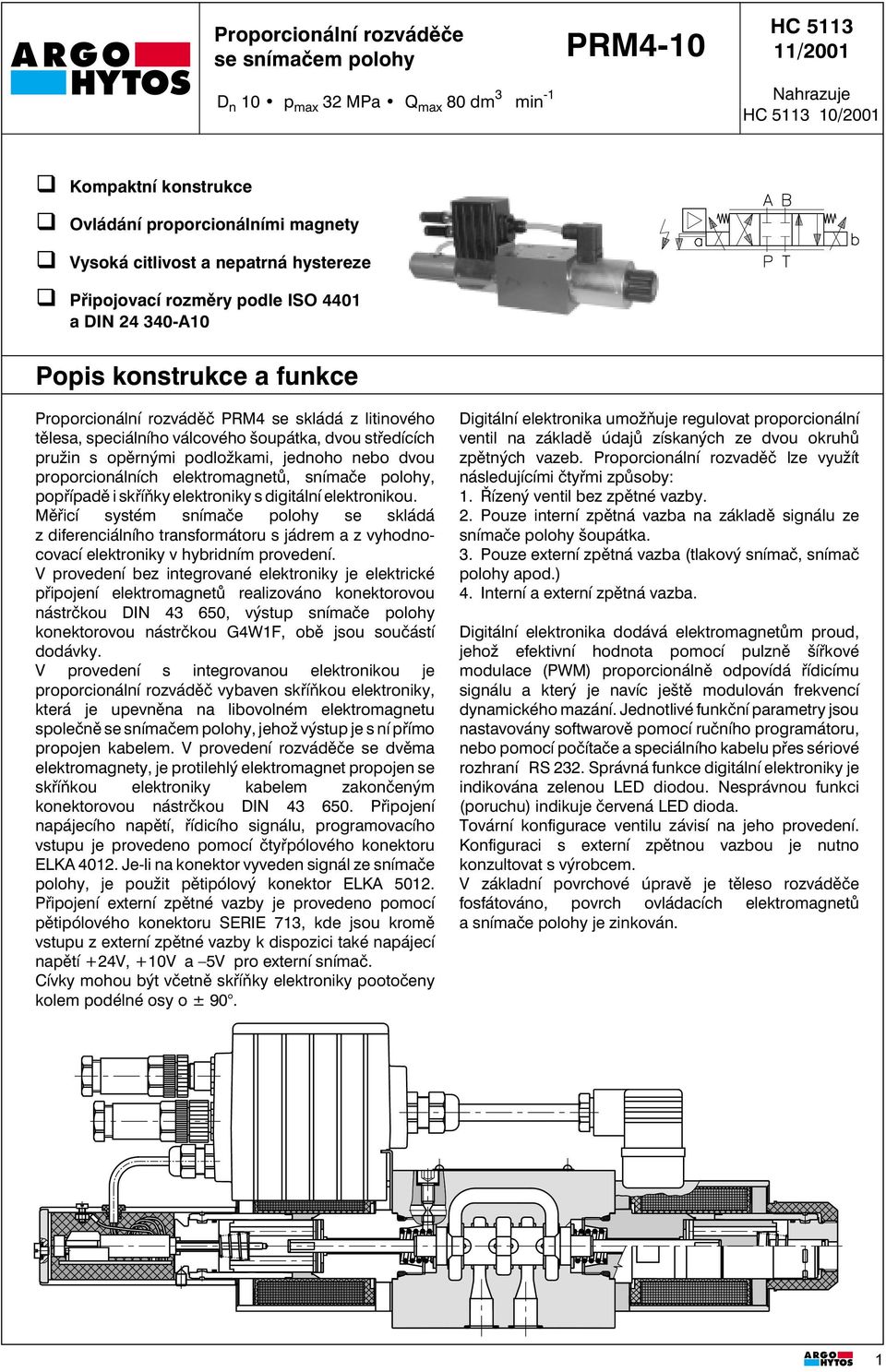 opěrnými podložkami, jednoho nebo dvou proporcionálních elektromagnetů, snímače polohy, popřípadě i skříňky elektroniky s digitální elektronikou.