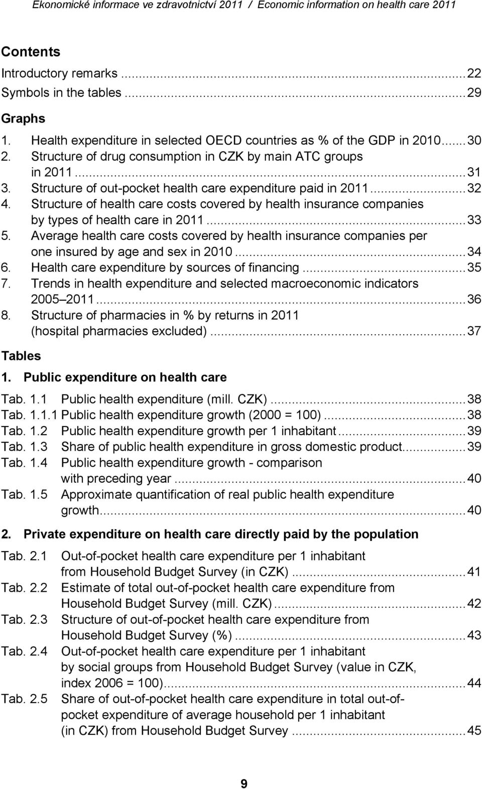 Structure of health care costs covered by health insurance companies by types of health care in 2011...33 5.