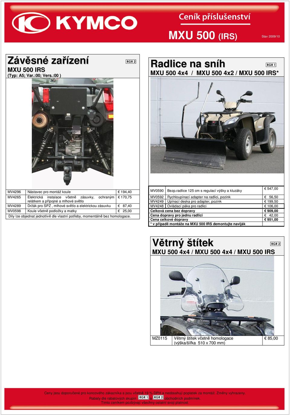 MV4289 Držák pro SPZ, mlhové světlo a elektrickou zásuvku 87,40 MV0598 Koule včetně podložky a matky 25,00 Díly lze objednat jednotlivě dle vlastní potřeby, momentálně bez homologace. MV0590 Bezp.