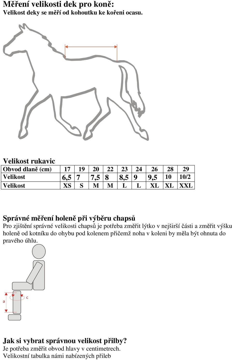 Měření velikosti dek pro koně: Velikost deky se měří od kohoutku ke kořeni  ocasu. - PDF Stažení zdarma