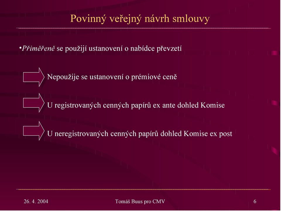 registrovaných cenných papírů ex ante dohled Komise U
