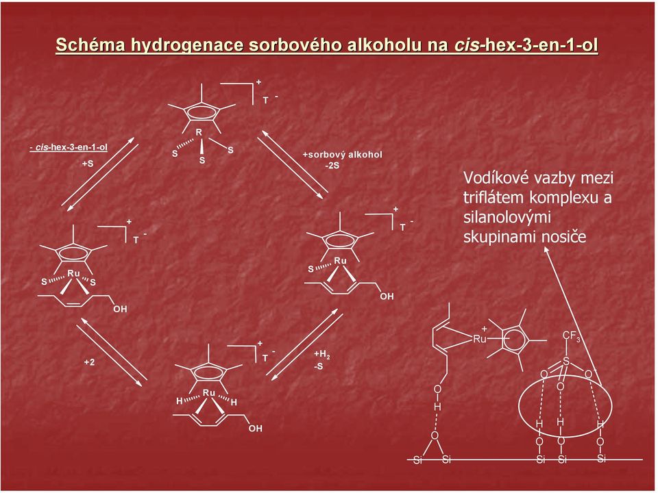 alkohol -2 T - Vodíkové vazby mezi triflátem komplexu a